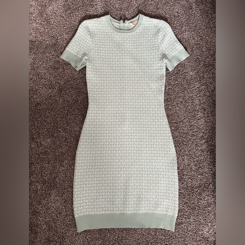 Michael Kors Viscose Logo Dress. Light Sage